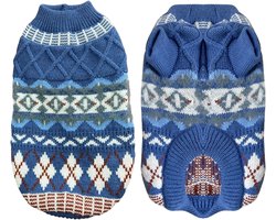 Hondentrui voor kleine honden, truien in etnische stijl voor kleine honden, zachte en donzige truien, winterkleding ultrazacht en thermisch, warme kleding voor de herfst, blauwXS — cadeau in Cadeau-ideeën