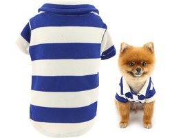 Hondenpoloshirt met wafelpatroon, geschikt voor kleine en middelgrote honden, gestreepte trui voor huisdieren, lente- en zomersweater met ademende puppy, Chihuahua Yorkie (M (borst 37 cm)) — cadeau in Cadeau-ideeën