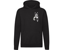 Husky in borstzakje Hoodie | Hond | Dog | Huisdier | Dierendag | Grappig | Unisex | Trui | Sweater | Capuchon — cadeau in Mode & Accessoires