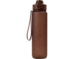 Cabau - Bloom Waterfles / Drinkfles - 1 liter - Chocolate Brown - Handige drinktuit & unieke maataanduiding - BPA- & Lekvrij - Drinkfles met rietje volwassenen - Drinkfles volwassenen - Cadeau voor haar — cadeau in Sport & Outdoor