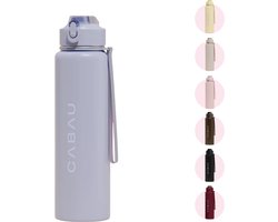 Cabau – Bloom Waterfles Staal – 870 ml – Blue – Roestvrijstalen Drinkfles met Rietje – BPA-vrij & Lekvrij – Thermosfles voor Sporten, Werk en Onderweg — cadeau in Sport & Outdoor