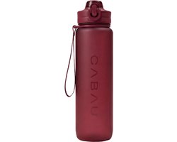 Cabau - Bloom Waterfles / Drinkfles - 1 liter - Cherry - Handige drinktuit & unieke maataanduiding - BPA- & Lekvrij - Drinkfles met rietje volwassenen - Drinkfles volwassenen - Cadeau voor haar — cadeau in Sport & Outdoor