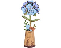 Rolife Blue Hydrangea by Rowood - Rowood Wooden Bloom Craft Series - TW141 - Bloem - Bouwpakket - Knutselen - Cadeautip — cadeau in Hobby