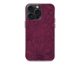 Mio by Mobilize Hoesje geschikt voor Apple iPhone 15 Pro MagSafe Telefoonhoesje Hardcase | Mio by Mobilize Backcover | Geschikt voor MagSafe | Geschikt voor Draadloos Opladen met Magnetische Ring | Geschikt voor MagSafe Case - Berry Blooms | Rood — cadeau in Cadeau-ideeën
