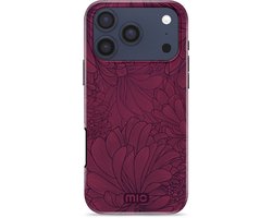 Mio by Mobilize Hoesje geschikt voor Apple iPhone 17 Pro Max MagSafe Telefoonhoesje Hardcase | Mio by Mobilize Backcover | Geschikt voor MagSafe | Geschikt voor Draadloos Opladen met Magnetische Ring | Geschikt voor MagSafe Case - Berry Blooms | Rood — cadeau in Cadeau-ideeën