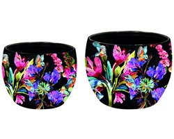 TS Collection - Pot Designed by Lammie - Midnight bloom - Mini set van 2 - Metaal & Epoxy - Exclusieve woonitems voor binnen - Handgemaakt - Unieke print - Designed by Lammie — cadeau in Wonen & Interieur