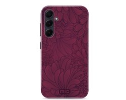 Mio by Mobilize Hoesje geschikt voor Samsung Galaxy A55 MagSafe Telefoonhoesje Hardcase | Mio by Mobilize Backcover | Geschikt voor MagSafe | Geschikt voor Draadloos Opladen met Magnetische Ring | Geschikt voor MagSafe Case - Berry Blooms | Rood — cadeau in Cadeau-ideeën