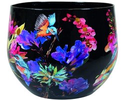 TS Collection - Bloempot Designed by Lammie - Midnight bloom - 21x16 - Metaal & Epoxy - Exclusieve woonitems voor binnen - Handgemaakt - Unieke print - Designed by Lammie — cadeau in Wonen & Interieur