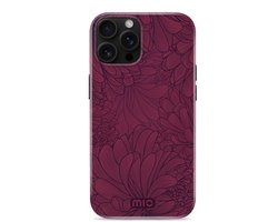 Mio by Mobilize Hoesje geschikt voor Apple iPhone 16 Pro Max MagSafe Telefoonhoesje Hardcase | Mio by Mobilize Backcover | Geschikt voor MagSafe | Geschikt voor Draadloos Opladen met Magnetische Ring | Geschikt voor MagSafe Case - Berry Blooms | Rood — cadeau in Cadeau-ideeën