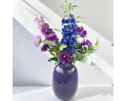 Bloemboetiek Velvet Bloom – Kunstbloemen – Bloemen – Zijden bloemen boeket – Luxe kunstbloemen plukboeket – Paars, lila, blauw en groen – 65 cm – 10 stelen – Vaas niet inbegrepen — cadeau in Wonen & Interieur
