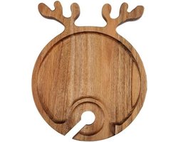 Houten Dienblad - Kaasplank Serveerplank - Feestelijke Borrel - Met Wijnglas Houder - 1 Stuk - Houtkleur — cadeau in Kookcadeaus
