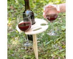 Wijntafel - Wijnglazen Houder - Wijnrek Hout - Wijn Cadeau - Wijnhouder - Champagne - Picknick - Ideaal voor op het Strand — cadeau in Kookcadeaus