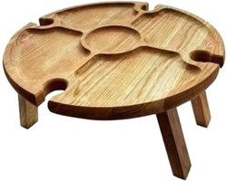 Opvouwbare Tafel - Houten Buitentafel - Picknicken en Kamperen - Met Wijnglas Houder - 30x16CM - Houtkleur — cadeau in Cadeau-ideeën