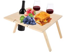 Opvouwbare Tafel - Draagbare Hout - Picknick en Camping - Met Wijnglas Houders - 34 x 30 cm - Rood — cadeau in Kookcadeaus