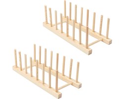 Bamboe Houder Schotel Opslag Lade Rack Afdruiprek Plaat Stand voor Keuken - Geschikt voor Opslag CD Servies Boek Wijnglas bordenrek — cadeau in Cadeau-ideeën