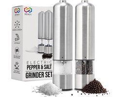 Infinity Goods Elektrische Peper- En Zoutmolen Set - Pepermolen - Zoutmolen - Verstelbare Maalgraad - Kruidenmolen - RVS — cadeau in Kookcadeaus