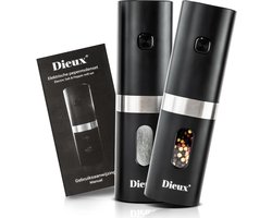 Dieux - Peper en Zoutmolen set - Elektrisch - Pepermolen - Zoutmolen - 2 stuks - Instelbare maalgraad - Hervulbaar - Barbecue - BBQ accesoires - Luxe kwaliteit - Kruidenmolen — cadeau in Kookcadeaus
