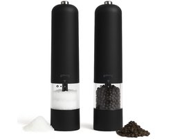 Goliving Elektrische Peper en Zoutmolen Set - LED Licht - Op Batterijen - Pepermolen - Zoutmolen - Peper en Zoutstellen - Kruidenmolen - Zwart — cadeau in Kookcadeaus