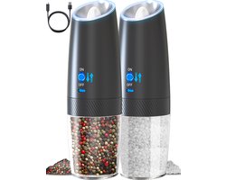 MATTI® - Elektrische Peper en Zoutmolen - Peper en Zoutmolen Set - Pepermolen - Zoutmolen - Automatisch Kantelmechanisme - Oplaadbaar — cadeau in Kookcadeaus