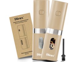 Dieux - Elektrisch Peper en Zoutmolen set - Beige - Pepermolen - Zoutmolen - 2 stuks - Instelbare maalgraad - Hervulbaar - Barbecue - BBQ accesoires - Luxe kwaliteit - Kruidenmolen — cadeau in Kookcadeaus