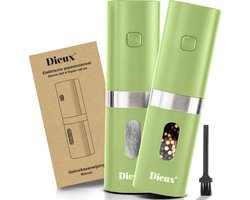 Dieux - Elektrisch Peper en Zoutmolen set - Groen - Pepermolen - Zoutmolen - 2 stuks - Instelbare maalgraad - Hervulbaar - Barbecue - BBQ accesoires - Luxe kwaliteit - Kruidenmolen — cadeau in Kookcadeaus