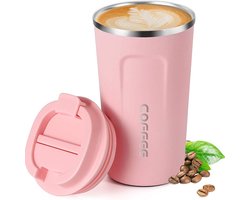 Ongeveer 300 g roestvrijstalen vacuüm geïsoleerde beker - Lekvrije koffiebeker voor onderweg met deksel - Isolatie koffiebeker/ijskoffie, thee en bier (roze) — cadeau in Koken & Dineren