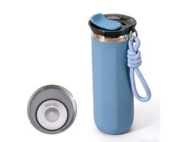 Thermosbeker - Vacuüm Geïsoleerde Koffiemok - Dubbelwandige RVS Reismok - Koffiebeker To Go - Travel Mug voor Koffie en Thee - Lekvrije Beker met Drinkdeksel - Theebeker - Makkelijk Reinigen - Voor Onderweg Kantoor en Auto - 500 ML - 17 fl oz - Blauw — cadeau in Koken & Dineren