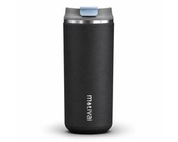 Motivai Daily Cup – Thermosbeker To Go – 470ML RVS Thermosmok – Lekvrij – Dubbelwandig Geïsoleerd – BPA-vrij & Duurzaam – Koffiebeker voor Onderweg – Zwart — cadeau in Koken & Dineren