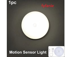 oplaadbaar nachtlamp met bewegingssensor -sensor- led - magnetisch -diameter 8.6cm - wit — cadeau in Wonen & Interieur