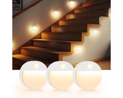 Draadloze Ledlamp - 3 Stuks - Nachtlampje - ledlamp met Bewegingsensor - Dag & Nacht Sensor - Usb Oplaadbaar - Kastverlichting - Warm - Batterij niet inbegrepen - Batterij niet inbegrepen - Wit — cadeau in Wonen & Interieur