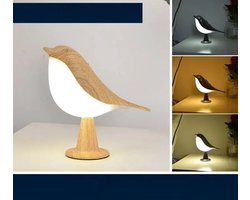 WiseGoods Premium Bureaulamp Vogel Design - Draadloos & Oplaadbaar Met 3 Lichtkleuren - Touch Sensor Kinderlamp - Nachtlamp — cadeau in Spellen & Speelgoed