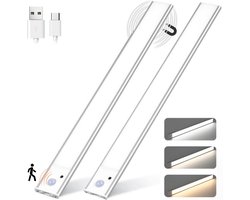 Omniscient® Led Lamp met Bewegingssensor - Kastverlichting - Keukenverlichting Onderbouw Led- Nachtlampje - Meerdere Kleurtemperaturen - Dimbaar - 2x 30 cm - Nachtlampje met Sensor - Binnen - USB-C Oplaadbaar - Trapverlichting - Magnetisch - Kastlamp — cadeau in Wonen & Interieur