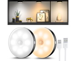 Driedelige set - Draadloze Ledlamp - Nachtlampje - Nachtlampje met sensor - Trapverlichting met sensor - LED-lamp - Batterijgevoede wandlamp met sensor - USB-oplaadbare lamp - Magnetische lamp - Lamp met sensor — cadeau in Wonen & Interieur