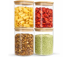 Glazen Voorraadpotten – Luchtdichte deksels – 1000ml – Borosilicaatglas – 10x10x15cm – Set van 4 — cadeau in Wonen & Interieur
