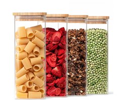 Glazen Voorraadpotten met Deksel – Luchtdichte deksels – 1750ml – Borosilicaatglas – 10x10x20cm – Set van 4 — cadeau in Wonen & Interieur