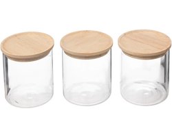 5Five Glazen potten 350ml met luchtdichte rubberhouten deksel - Set van 3 - Transparant — cadeau in Wonen & Interieur