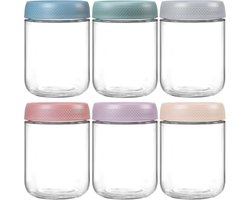 Set van 6 overnight oats-bakjes van 480 ml met deksels, glazen potten met luchtdichte deksels, Mason saladepotten met brede opening, glazen bewaarcontainers voor snacks, yoghurt, specerijen en suiker. — cadeau in Kookcadeaus