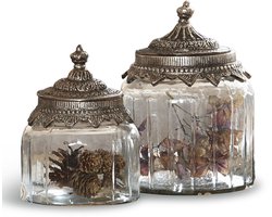 LOBERON Glazen pot set van 2 Laféline helder/zilverkleurig — cadeau in Wonen & Interieur