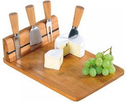 Excellent Houseware Kaasplankje met 4 Mesjes - Bamboe — cadeau in Kookcadeaus
