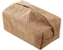 Papieren servettenhouder van katoen en linnen - Minimalistische servettenhouder voor een stijlvolle uitstraling in een bed & breakfast - Opbergzakje - Opbergdoos voor papieren servetten en make-updoekjes - Grof gestructureerd linnen - 17 x 9,5 x 8 cm — cadeau in Cadeau-ideeën