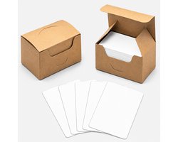 Kaiyaya - 100 Stuks Blanco Kaartjes - Flashcards Leerkaarten - Systeemkaarten Naamkaartjes - Met Kraft Opbergdoos - Crèmewit 9 x 5,4 cm — cadeau in Cadeau-ideeën