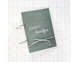 Fien & Feau Bewaarbundel geboortekaartjes - Donkergroen heelal - A5 — cadeau in Wonen & Interieur