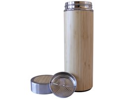 10 stuks Bamboe & RVS Thermosfles – 450ml Dubbelwandige Flask - Duurzame thermofles voor thee, koffie - Bamboo and Steel flask - Bedankt Collega Cadeau — cadeau in Cadeau-ideeën