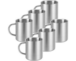 Duurzame 300ml RVS Dubbelwandige Mokken, Ideaal voor Koffie, Thee en Campinggebruik met Handvat — cadeau in Cadeau-ideeën