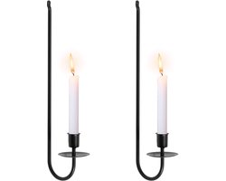 Ibenzoa® Zwarte L-vormige wandkandelaar set van 2 voor stijlvolle muurdecoratie in huis — cadeau in Wonen & Interieur
