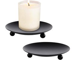 Set van 2 Zwarte Metalen Kaarsenstandaards - Stijlvolle Tafeldecoratie — cadeau in Wonen & Interieur