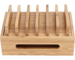 Houten Organizer voor Mobiele Telefoon en Tablet - Opbergbak voor Thuis en Kantoor met Ruimte voor Accessoires — cadeau in Wonen & Interieur
