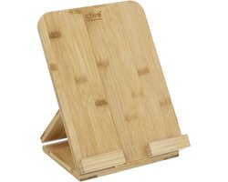 5Five Tablet/iPad houder - naturel - 26 x 20 cm - bamboe hout - standaard - Tablethouder - iPadhouder — cadeau in Kookcadeaus