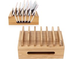Houten laadstations voor meerdere apparaten, draagbare desktop dock station lader houder organizer voor mobiele telefoons, tablets, oortelefoon, horloge — cadeau in Elektronica