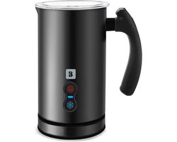 KitchenBrothers Elektrische Melkopschuimer - Melkklopper - BPA- & PFAS-Vrij - 240 ml - Voor Cappuccino en Latte - Handige Melkschuimer - Zwart — cadeau in Kookcadeaus